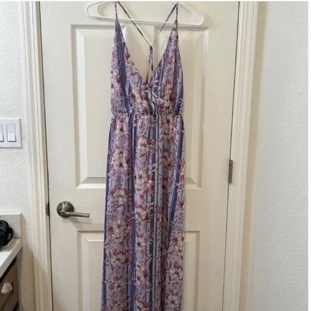 LAYERED WITH LOVE Floral Purple Maxi Dress Size M